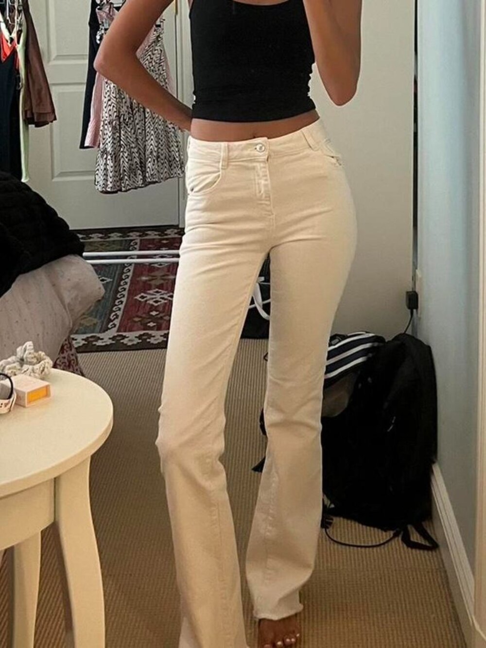 Zara Slim Fit Jeans in Cream